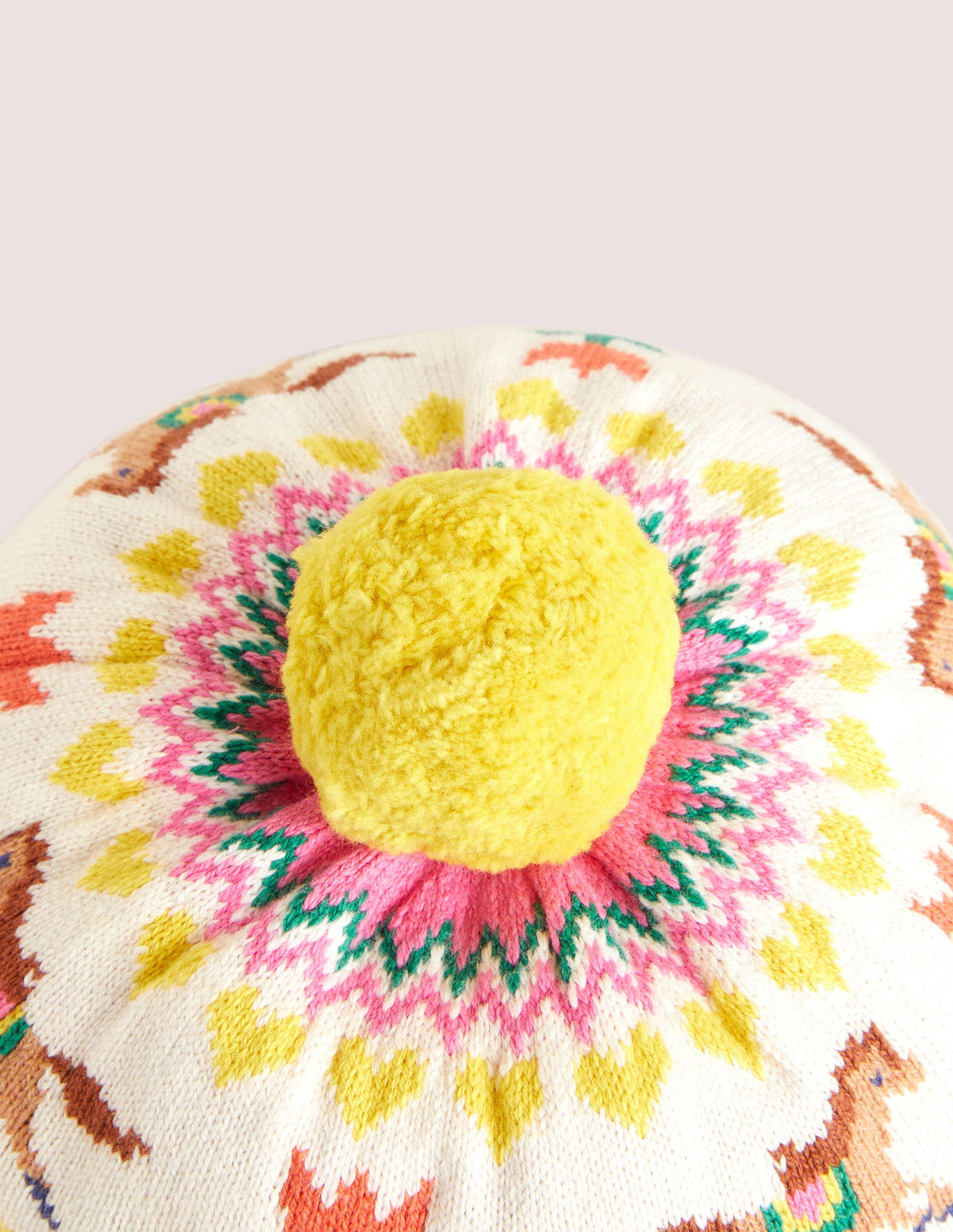 Baskenmütze mit Fair-Isle-Muster-Rosa, Pferd - Image 2