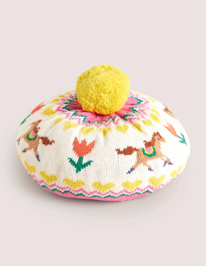 Fair Isle Beret-Pink Horse