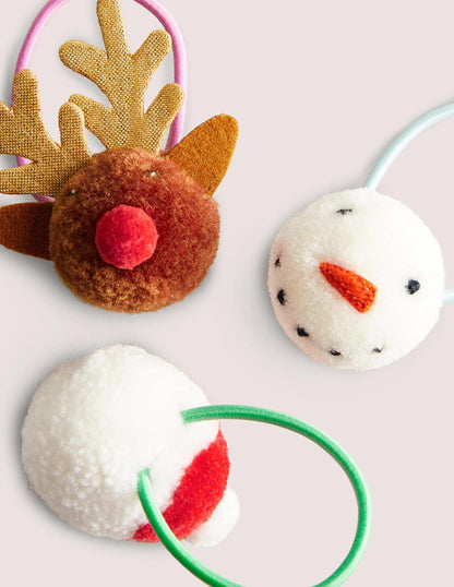 Haarbänder mit Bommeln im 3er-Pack-Bunt, Weihnachtsmotiv-2