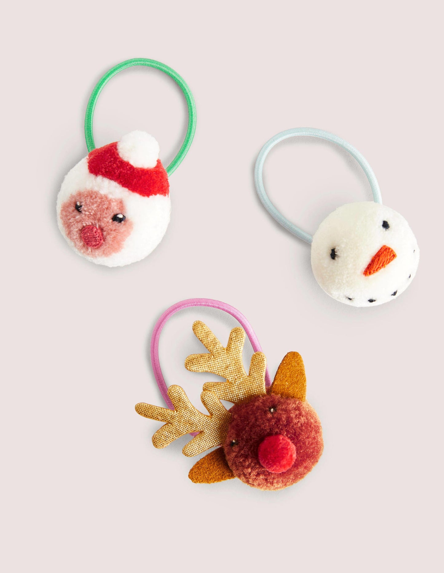 Haarbänder mit Bommeln im 3er-Pack-Bunt, Weihnachtsmotiv
