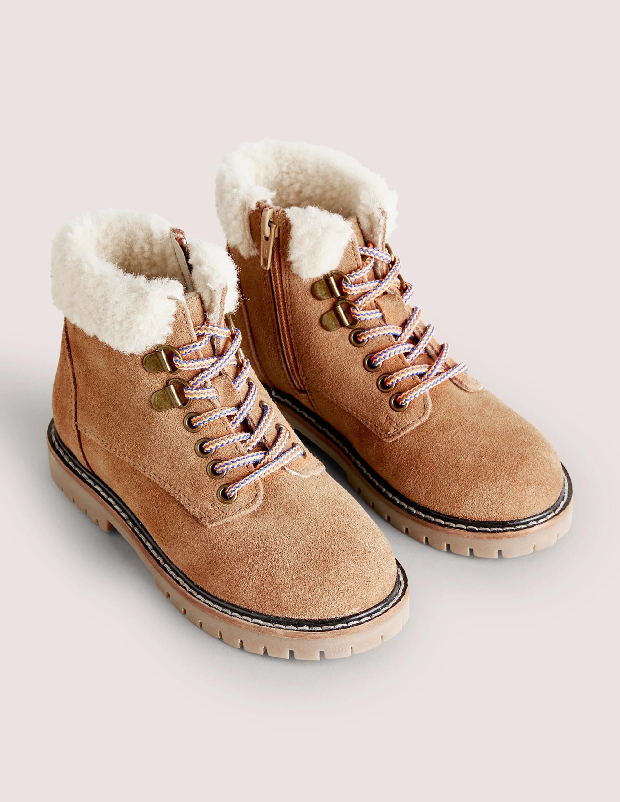 Cosy Lace Up Boots-Tan - Image 2