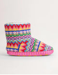 Hausschuhstiefel-Graublau, Fair-Isle-Muster