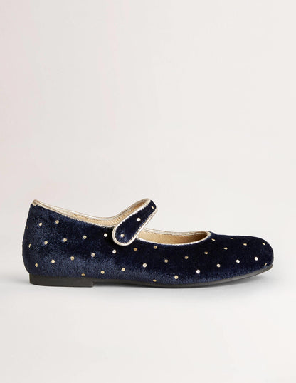 Party-Spangenschuhe-Navy, Getupft