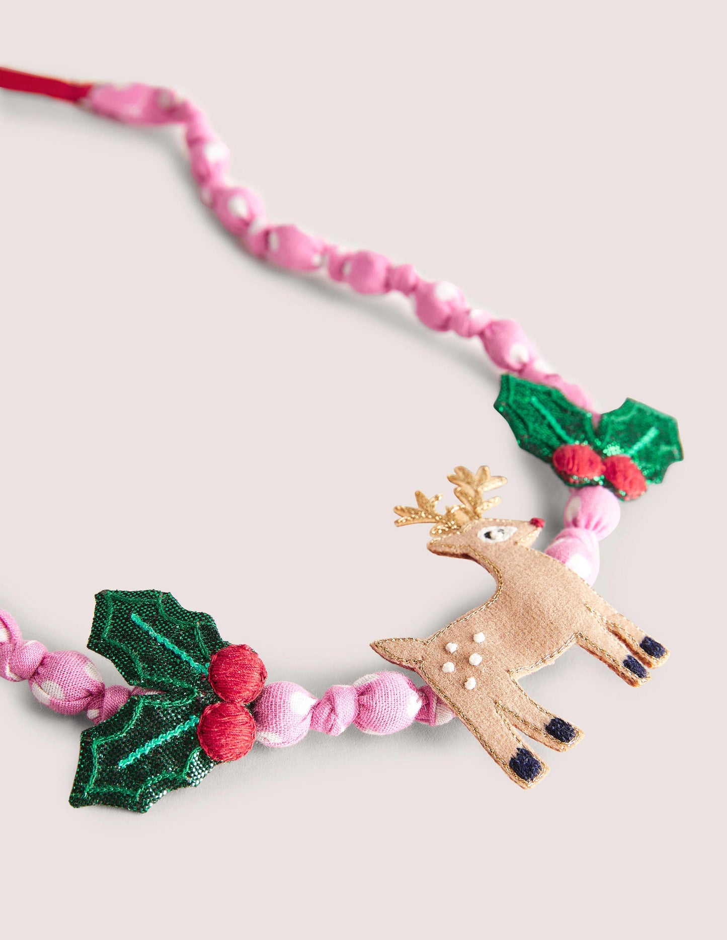 Collier en tissu-Renne rose formica