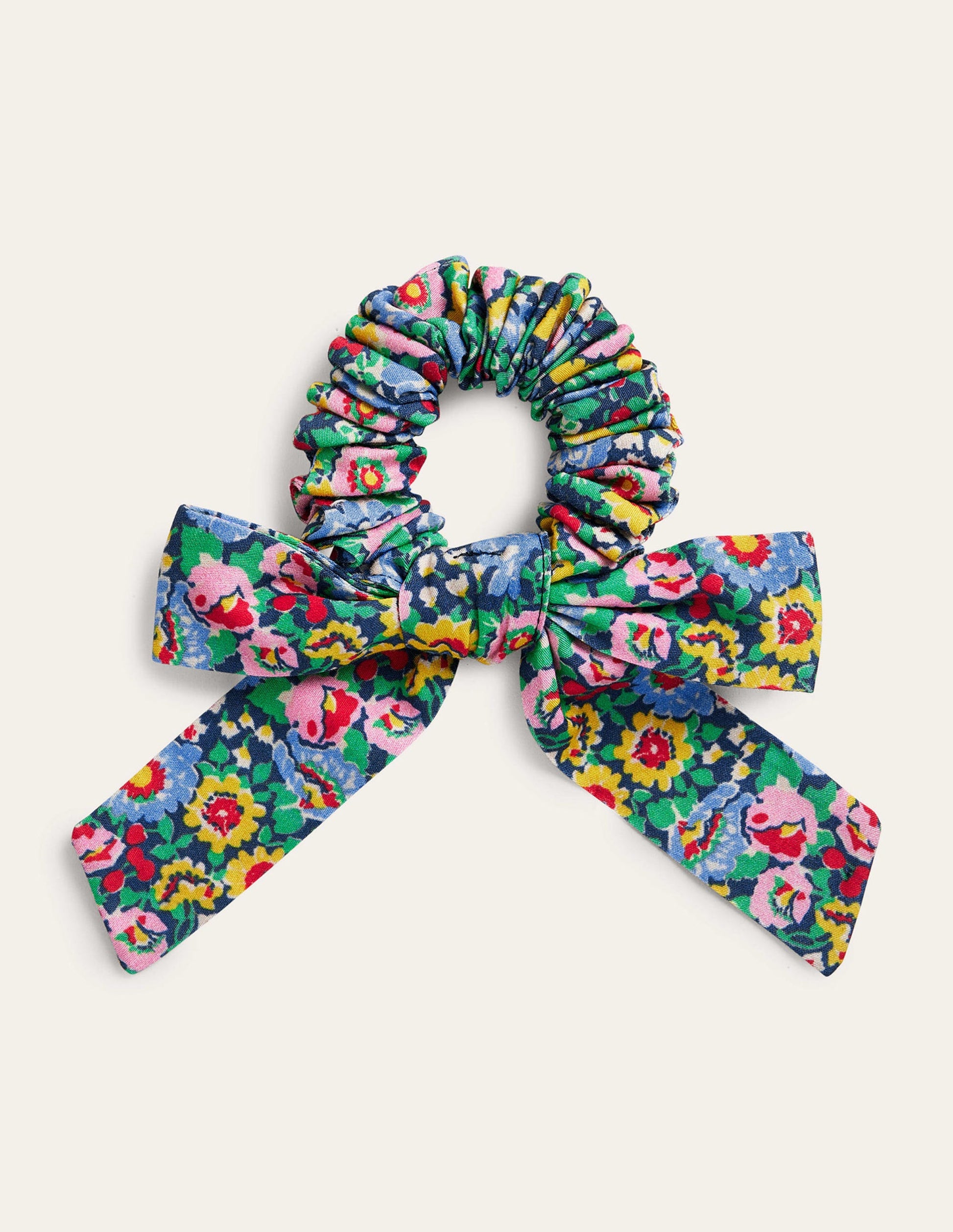 Scrunchie mit Schleife-Leuchtend Bunt, Blumen-1