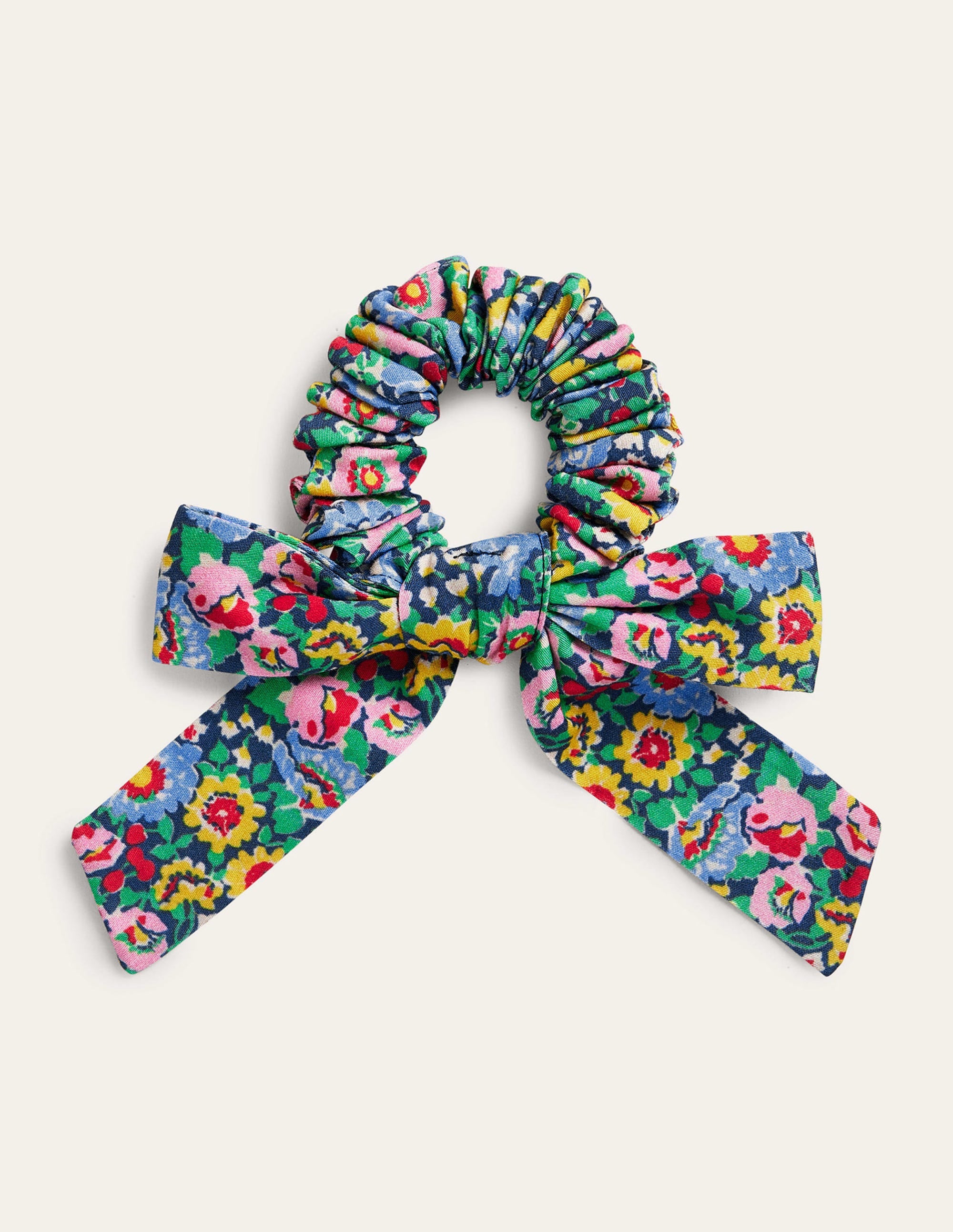 Scrunchie mit Schleife-Leuchtend Bunt, Blumen - Image 1