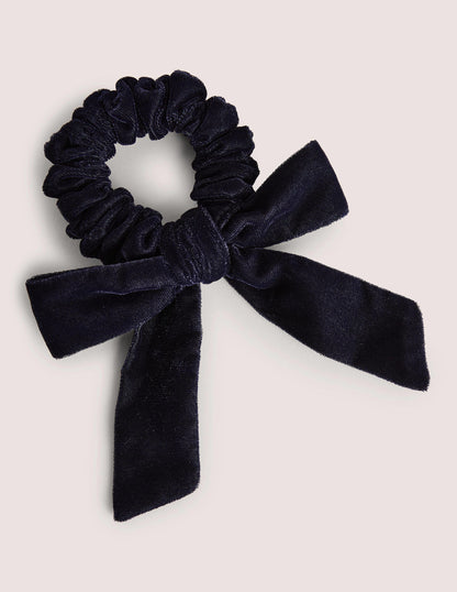 Scrunchie mit Schleife-Navy, Samt