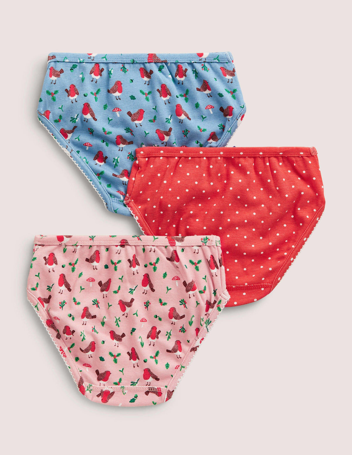 Girls 3 Pack Pants-Boto Pink Robins - Image 2