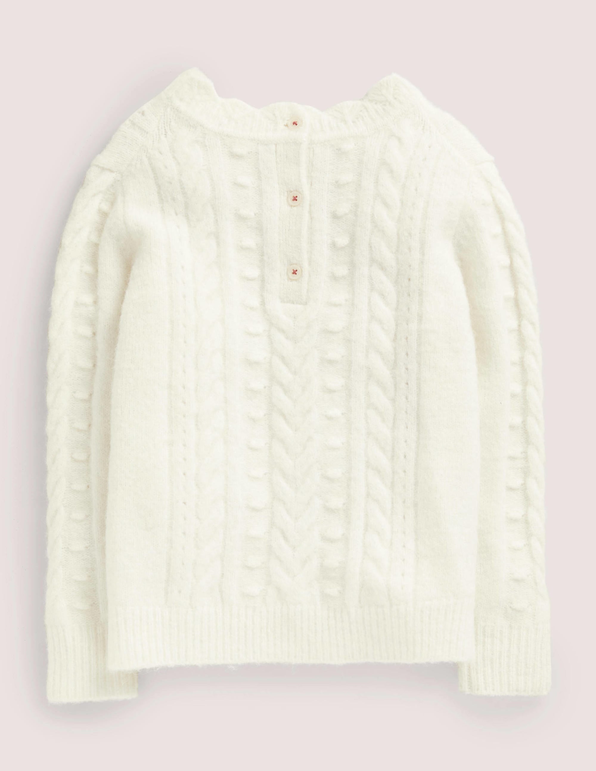 Pointelle-Pullover mit Zopfmuster-Ecru Meliert - Image 2