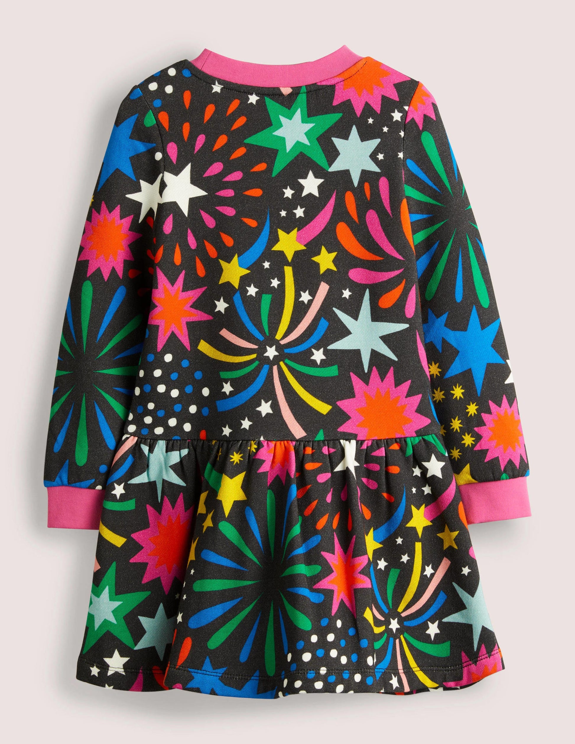 Gemütliches Sweatshirt-Kleid mit Muster-Rußgrau, Feuerwerk-2