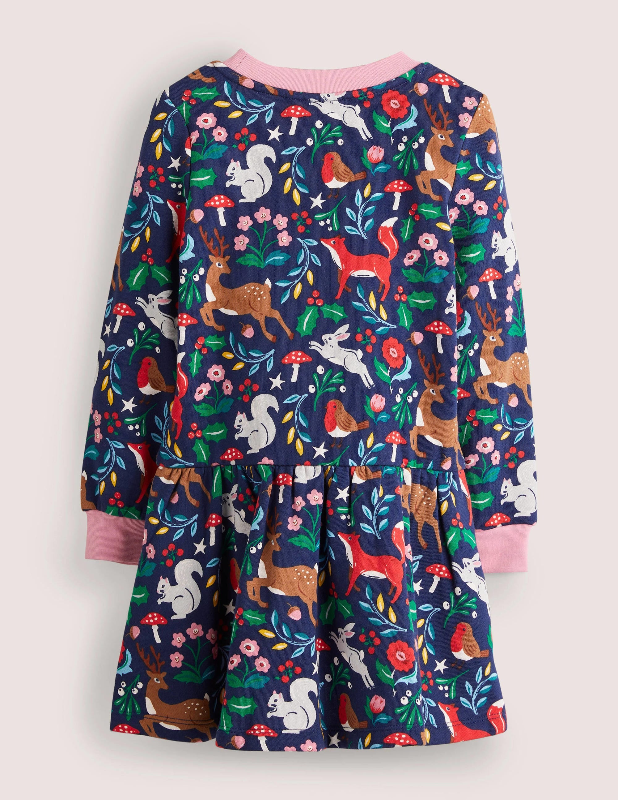 Robe-sweat cosy à imprimé-Toile festive bleu marine universitaire - Image 2