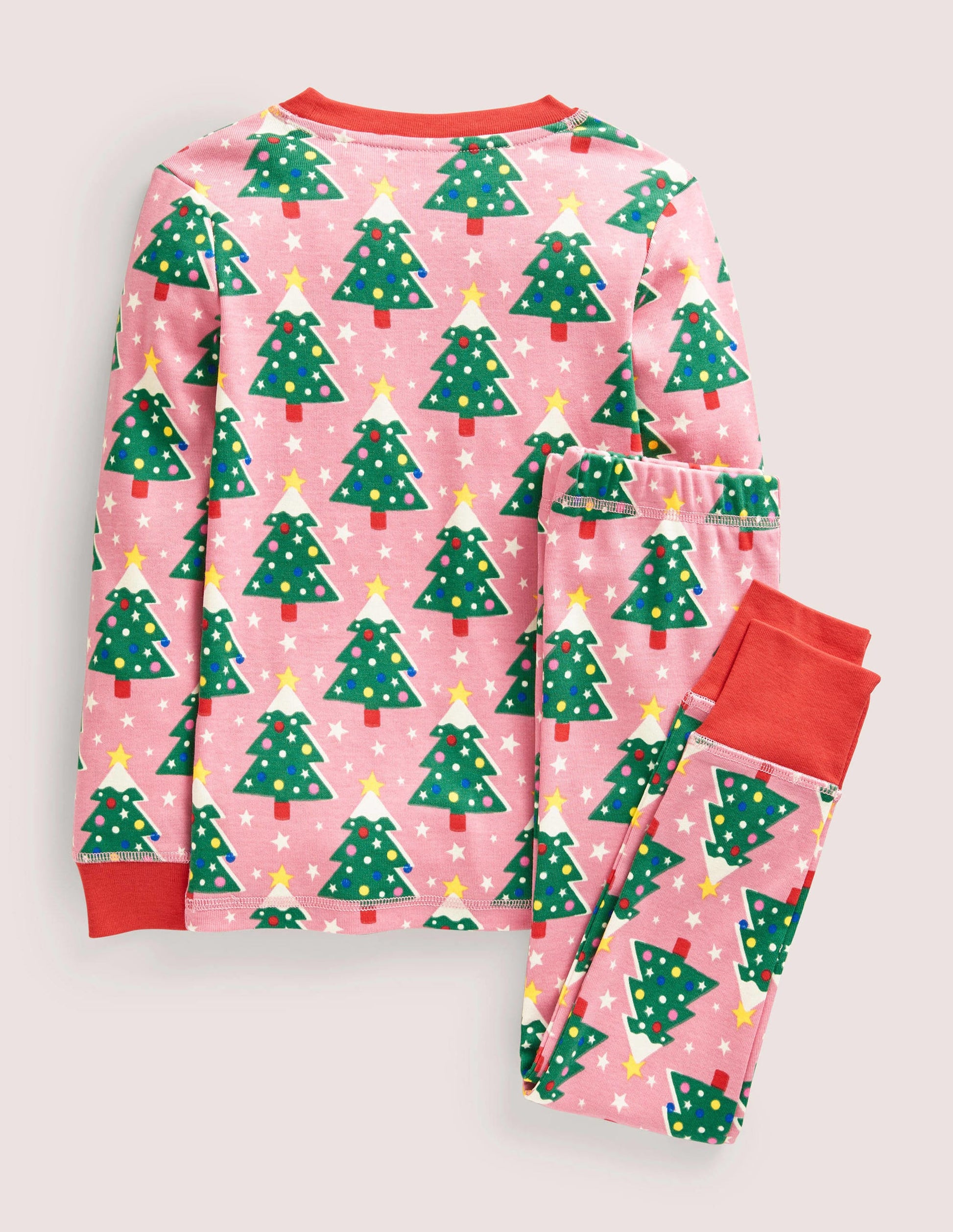 Im Dunkeln leuchtender Schlafanzug mit anliegender Passform-Kirschblütenrosa, Weihnachtsbäume-2