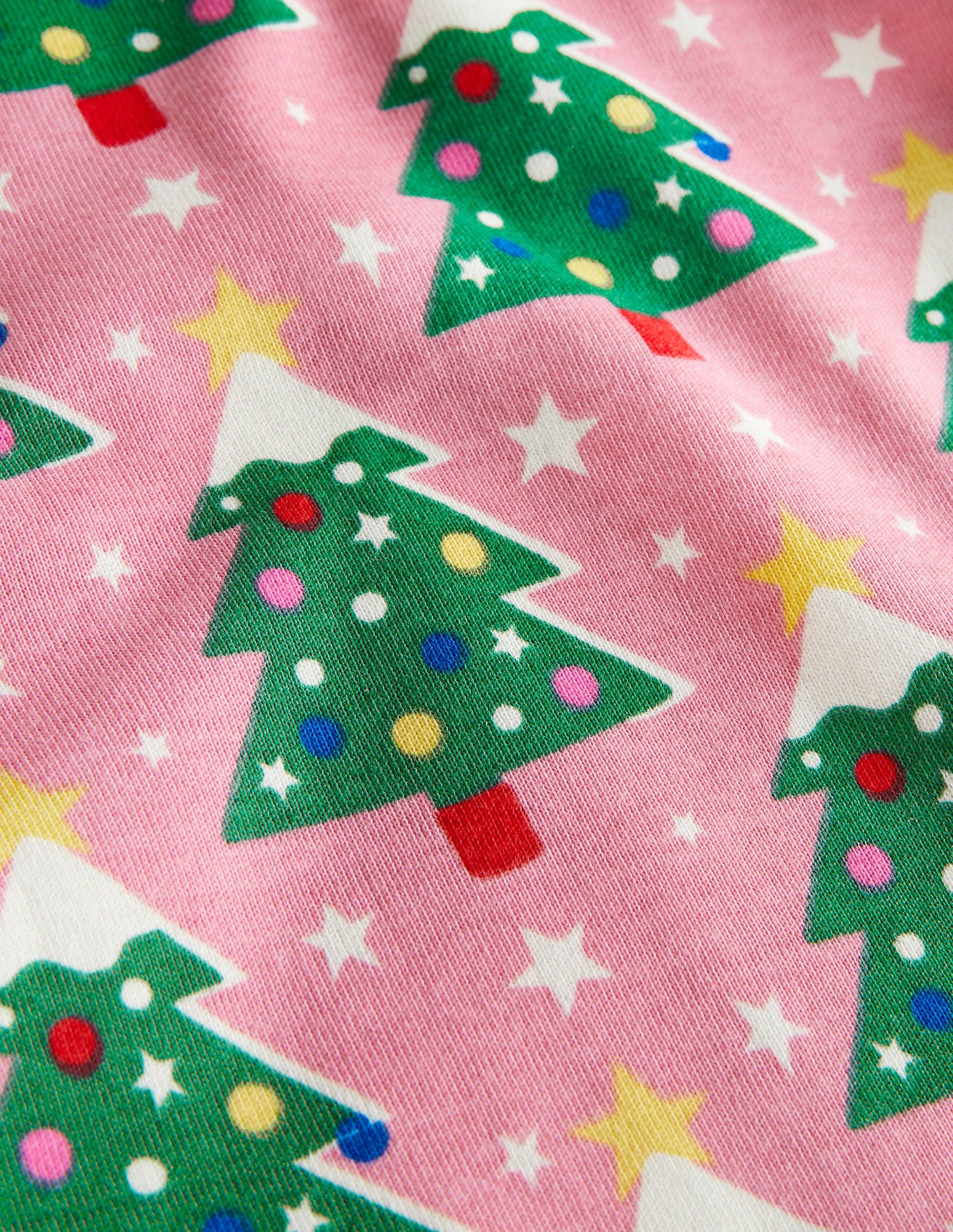 Im Dunkeln leuchtender Schlafanzug mit anliegender Passform-Kirschblütenrosa, Weihnachtsbäume-3