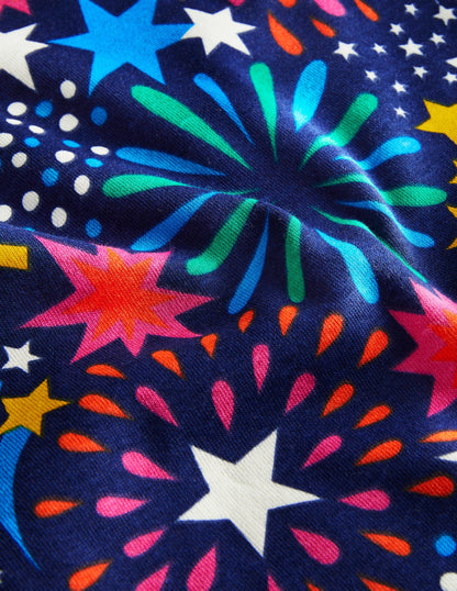 Pyjama phosphorescent douillet-Feux d'artifice bleu marine universitaire