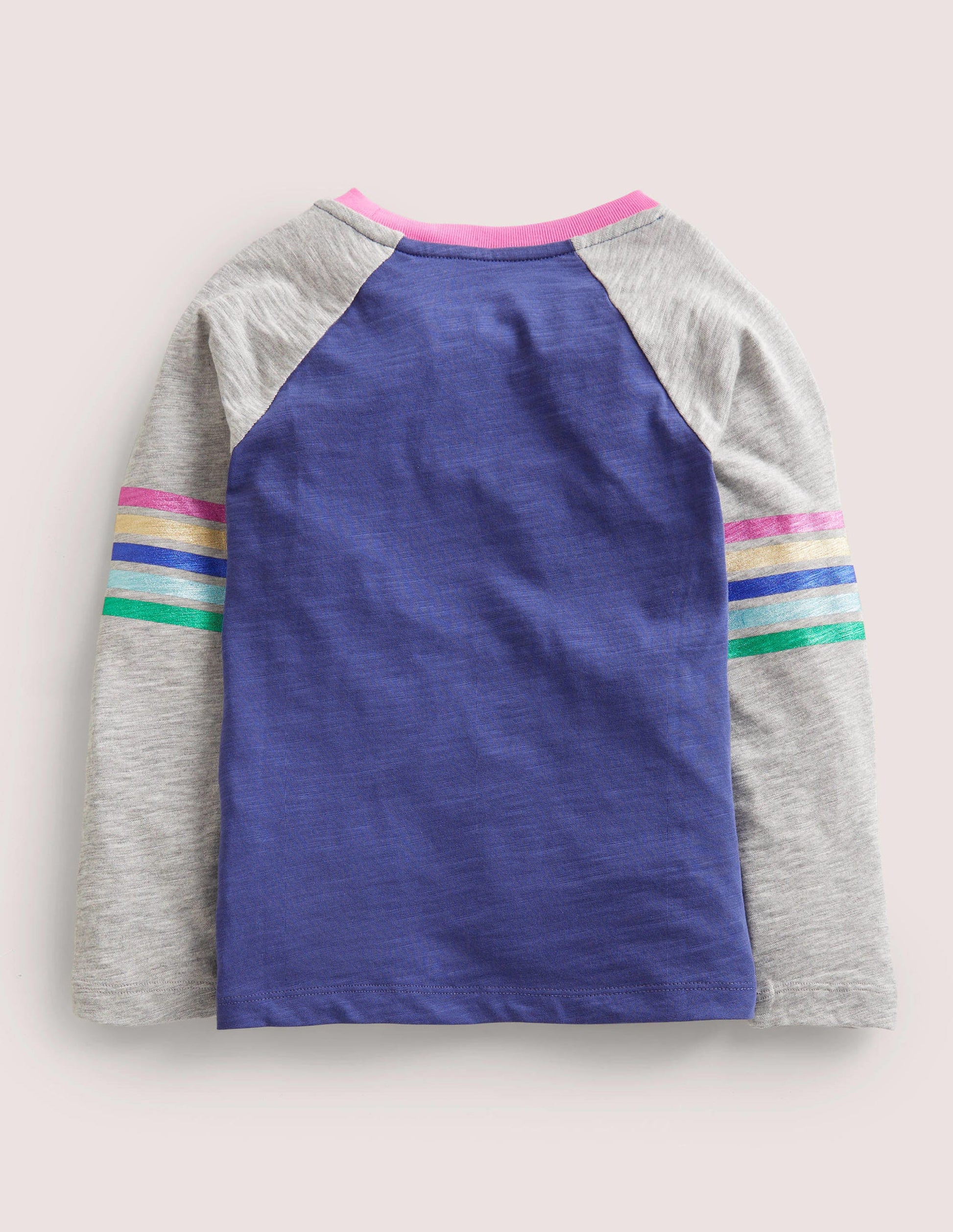 Raglan-Oberteil aus Flammgarn-Segelblau, Metallic-2