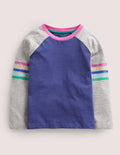 Raglan-Oberteil aus Flammgarn-Segelblau, Metallic