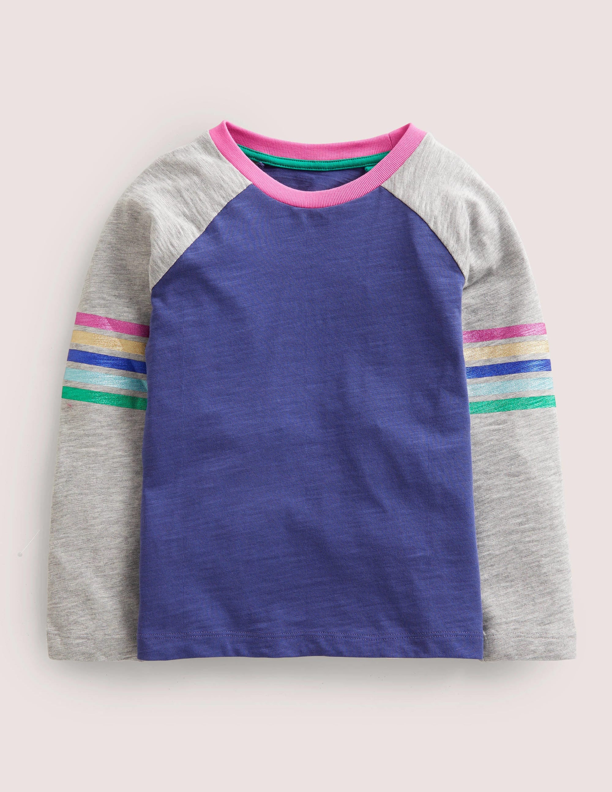 Raglan-Oberteil aus Flammgarn-Segelblau, Metallic - Image 1