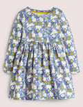Robe en jersey fun à manches longues-Lapin bleu Côte d'Azur