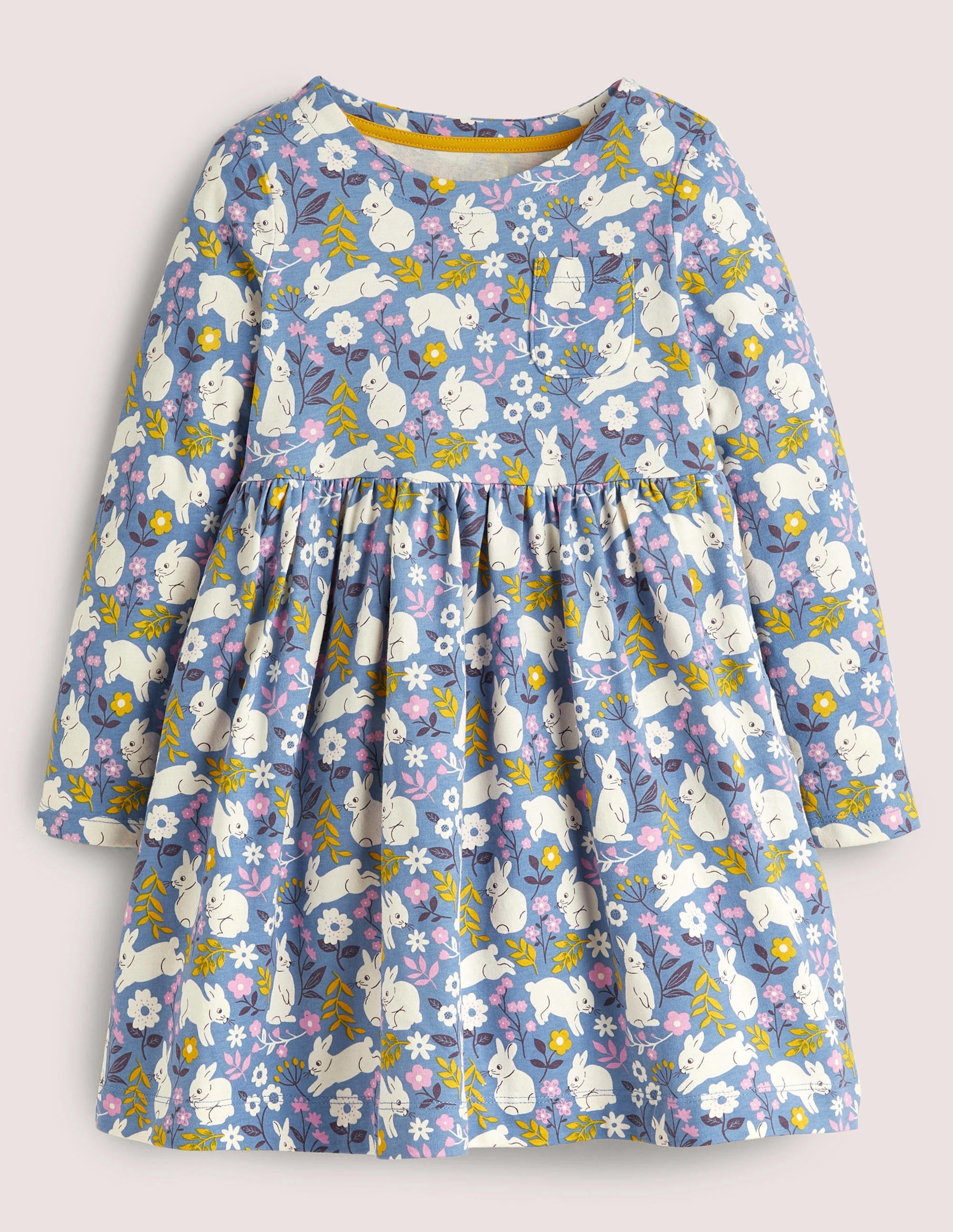 Robe en jersey fun à manches longues-Lapin bleu Côte d'Azur - Image 1
