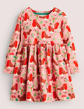 Long Sleeve Fun Jersey Dress-Formica Pink Festive Robins
