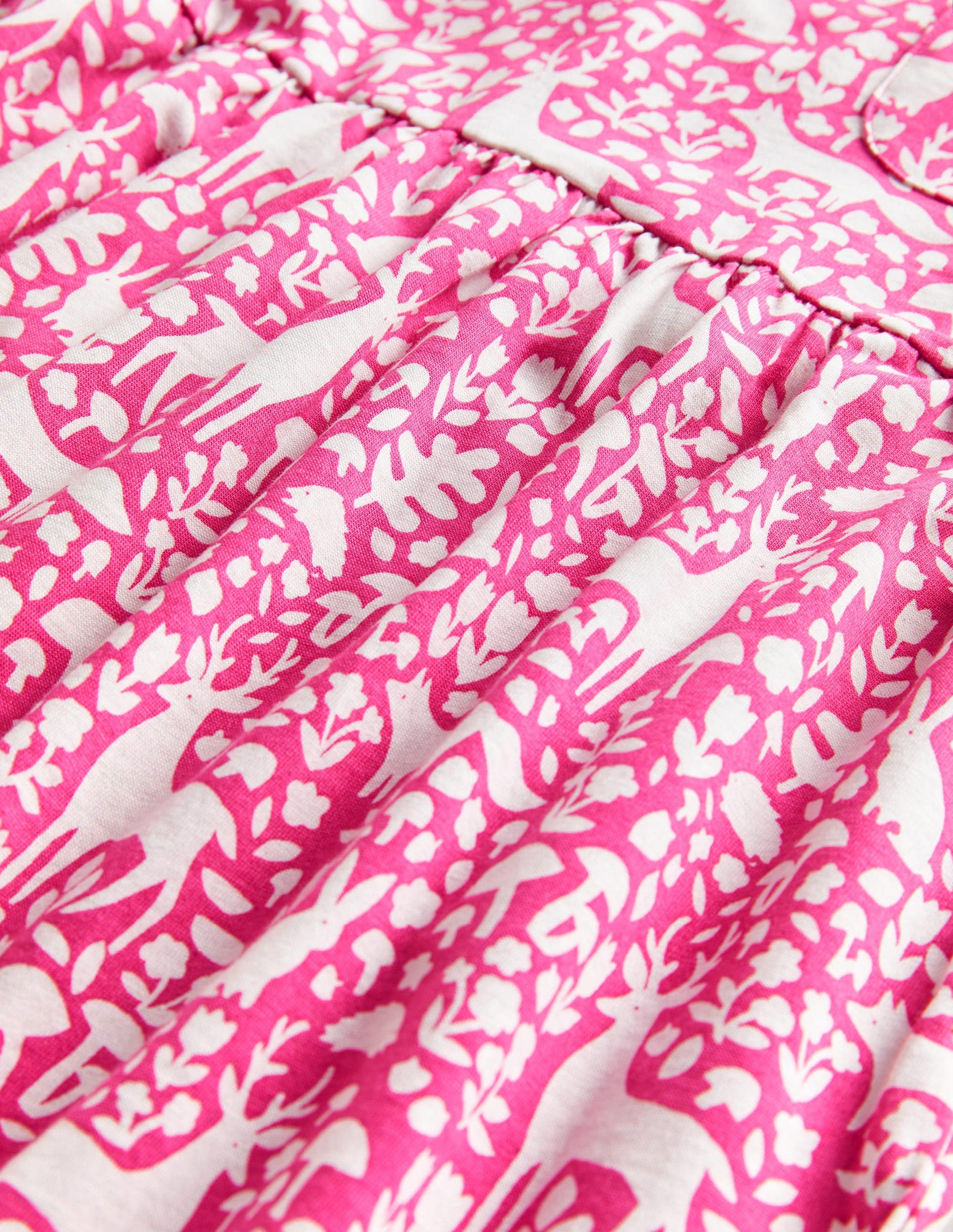 Fröhliches Jerseykleid mit langen Ärmeln-Rosa, Waldmotiv, Toile-3