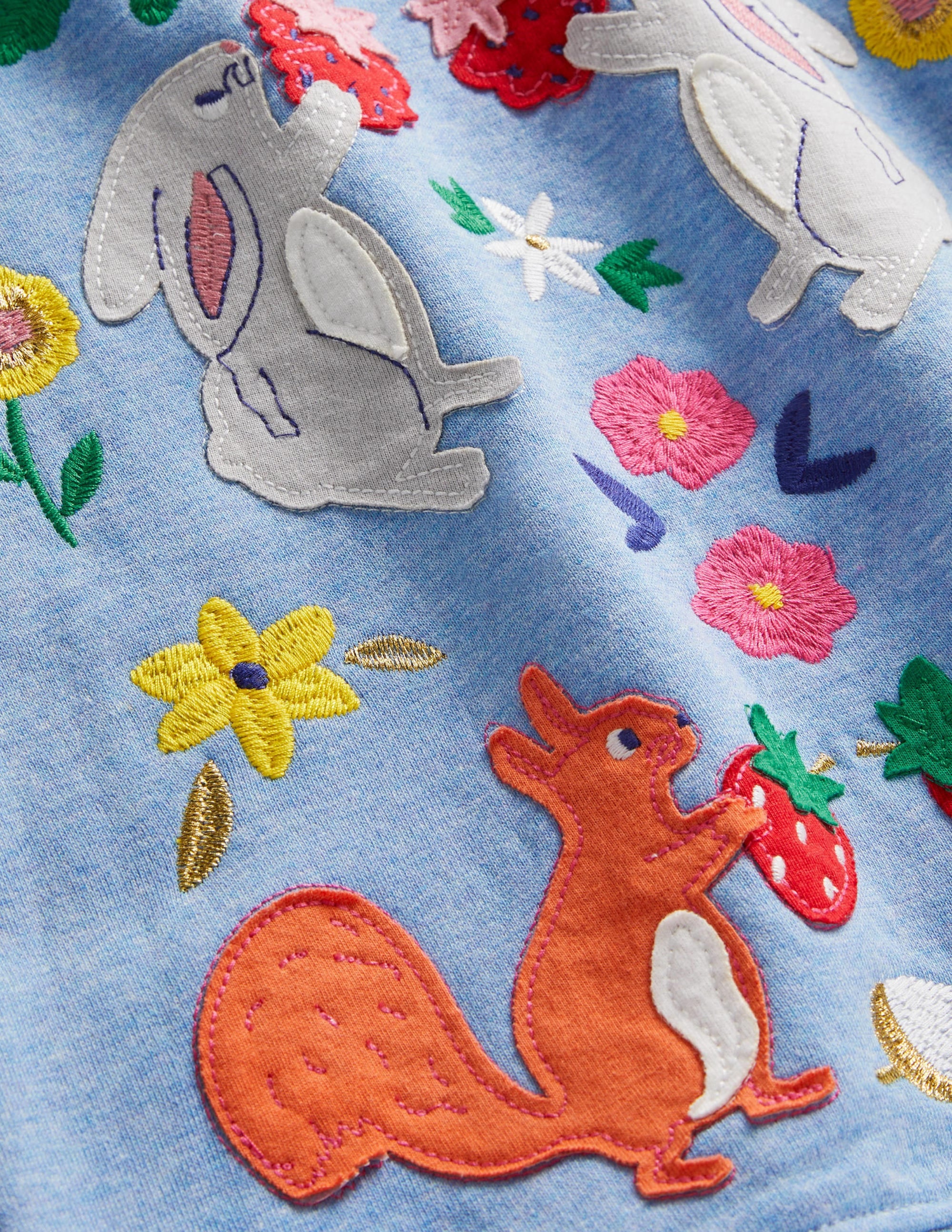 Cosy Appliqué Sweatshirt-Riviera Blue Woodland Animals - Image 3