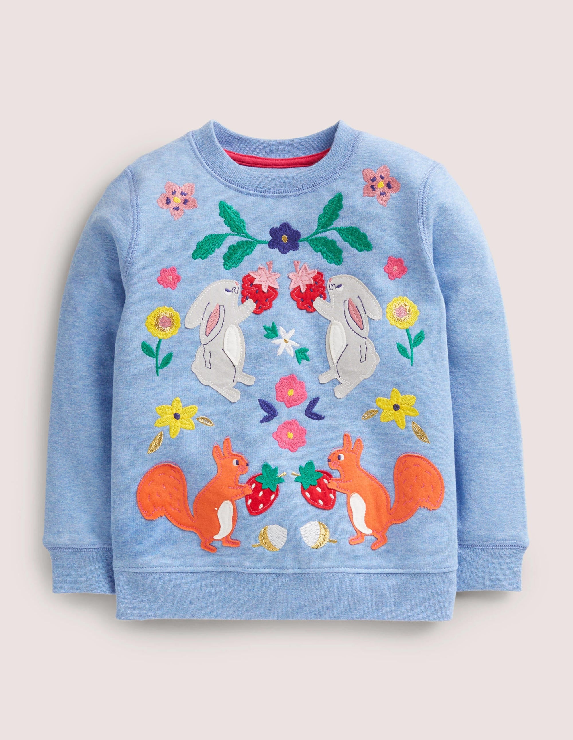 Cosy Appliqué Sweatshirt-Riviera Blue Woodland Animals - Image 1