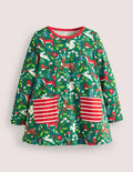 Tunique imprimée en jersey avec poches-Toile festive clairière ombragée