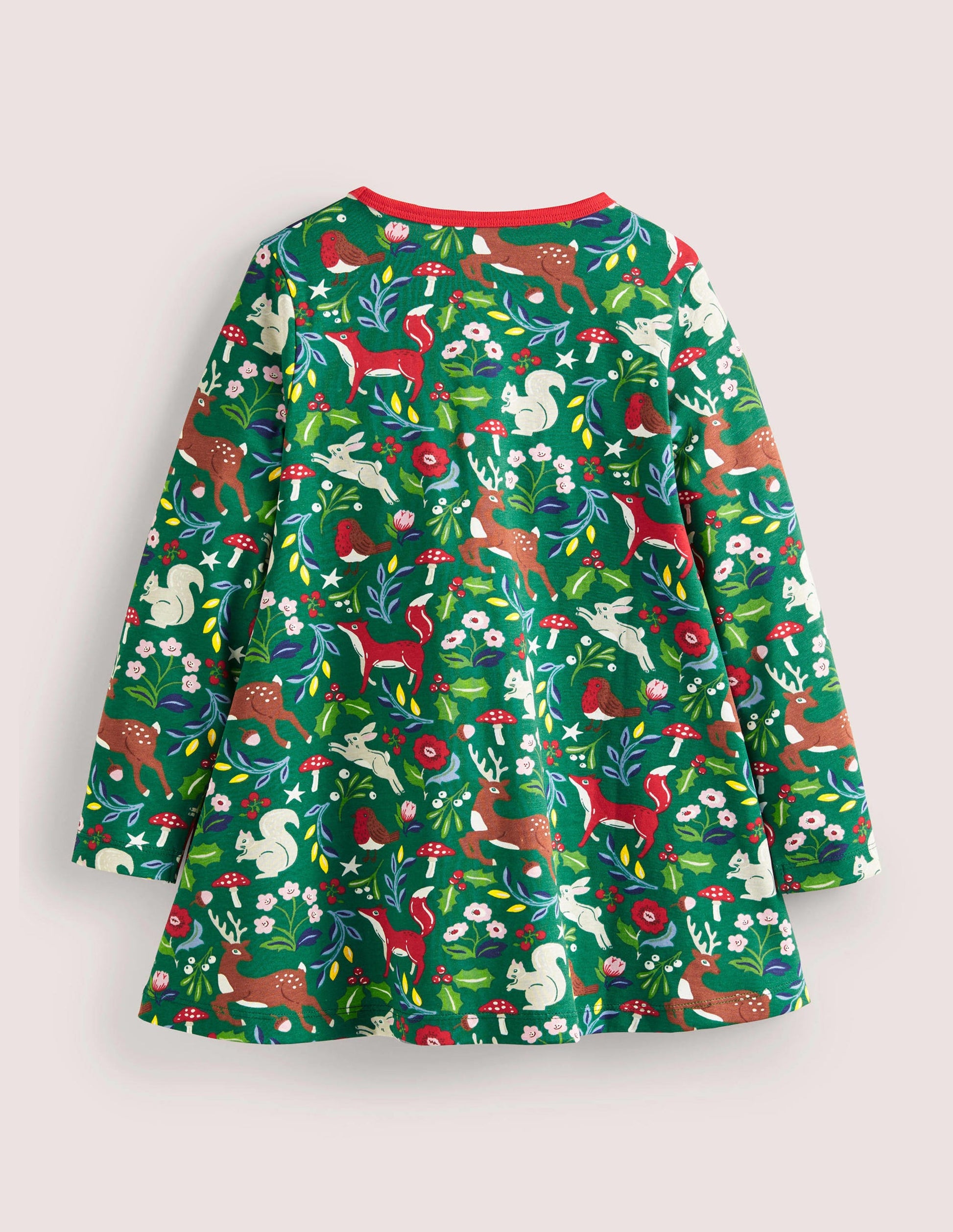 Tunique imprimée en jersey avec poches-Toile festive clairière ombragée-2