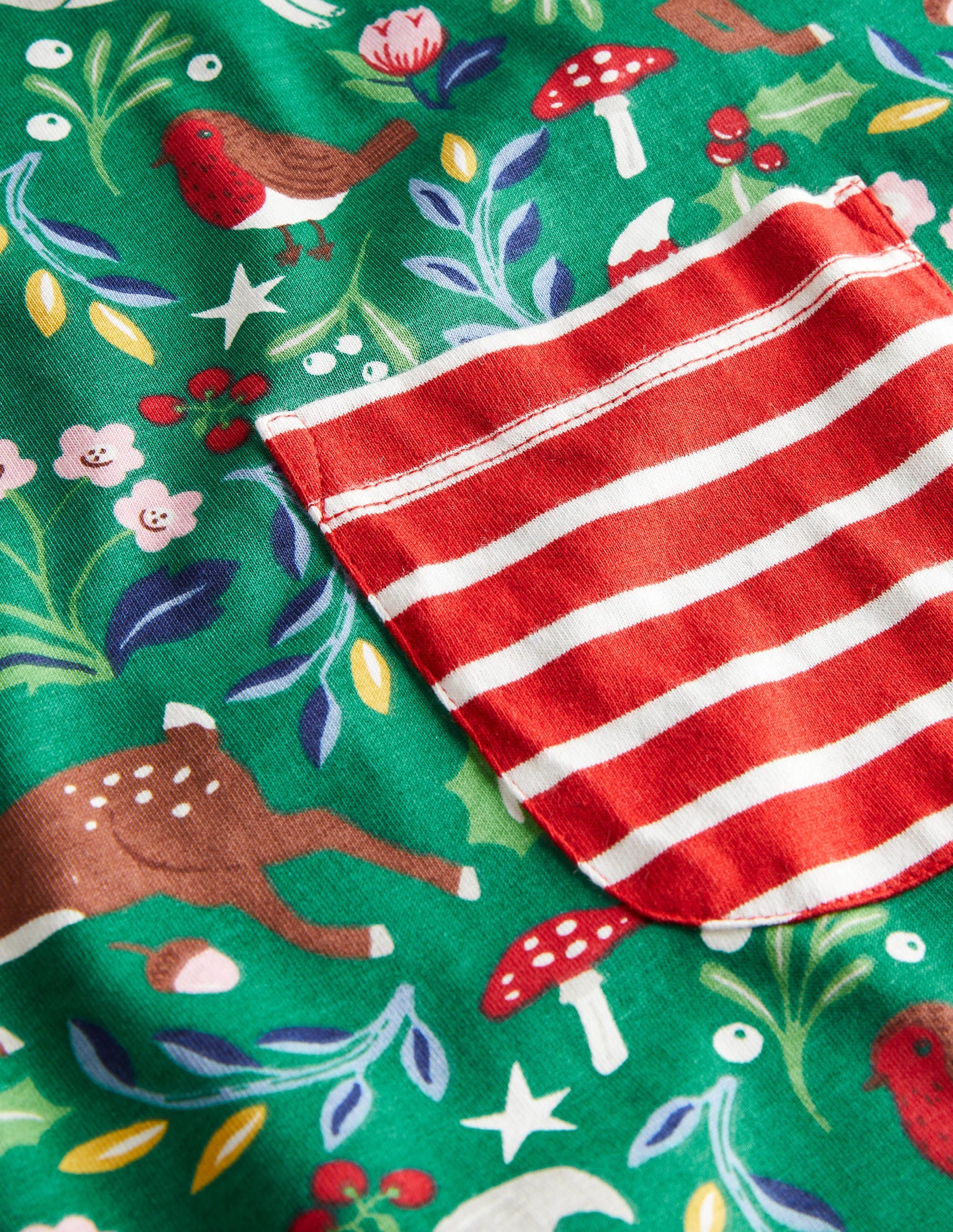Tunique imprimée en jersey avec poches-Toile festive clairière ombragée - Image 3