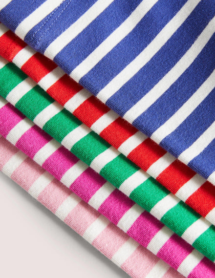 5-Pack Multi-Coloured Stripe Leggings-Bunt, Gestreift