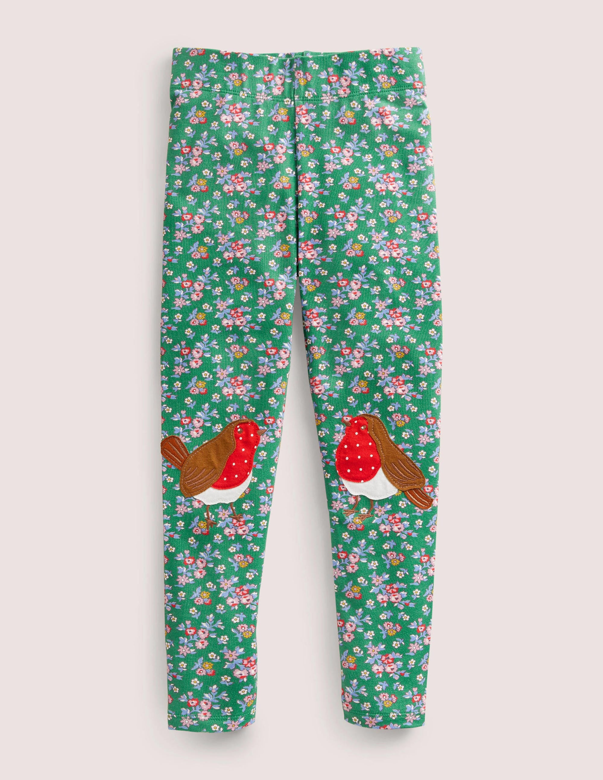 Legging fun à appliqué-Rouges-gorges vert clairière ombragée - Image 1