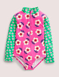 Maillot de bain à manches longues-Pâquerette rose angélique