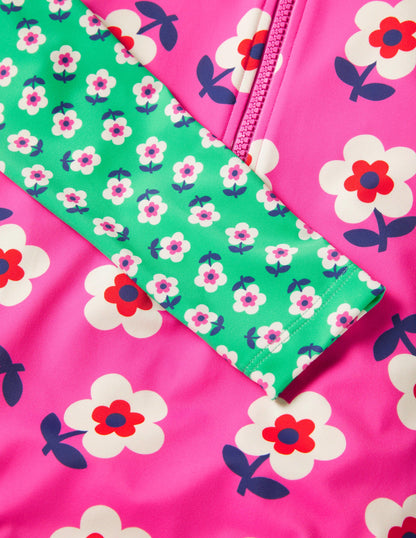 Maillot de bain à manches longues-Pâquerette rose angélique-3