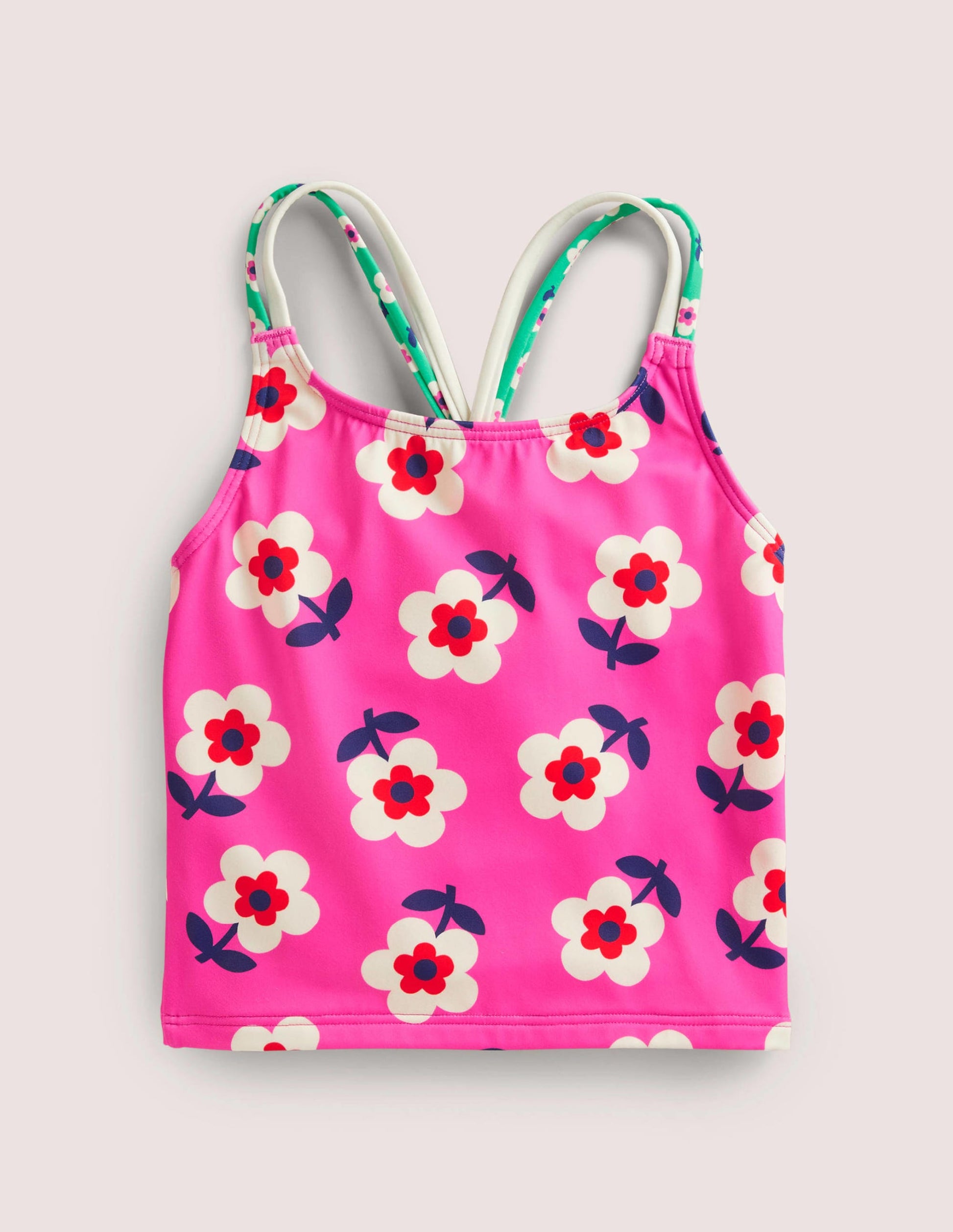 Patterned Tankini Top-Tickled Pink Daisy-1
