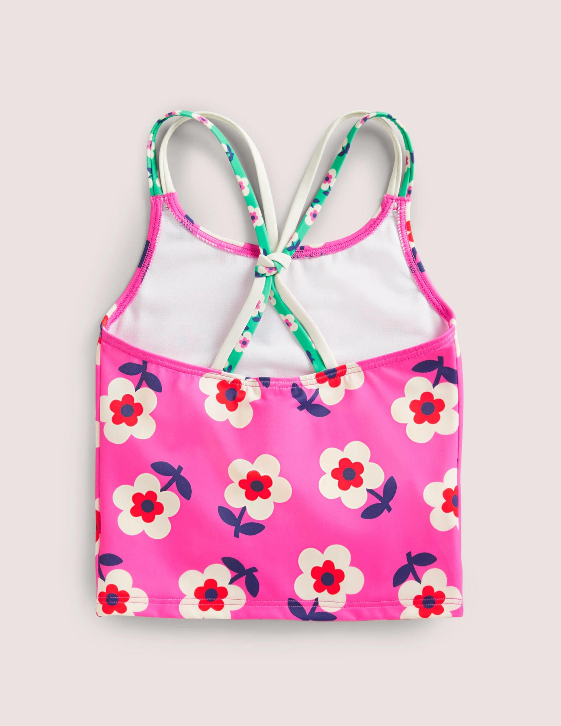 Patterned Tankini Top-Tickled Pink Daisy-2
