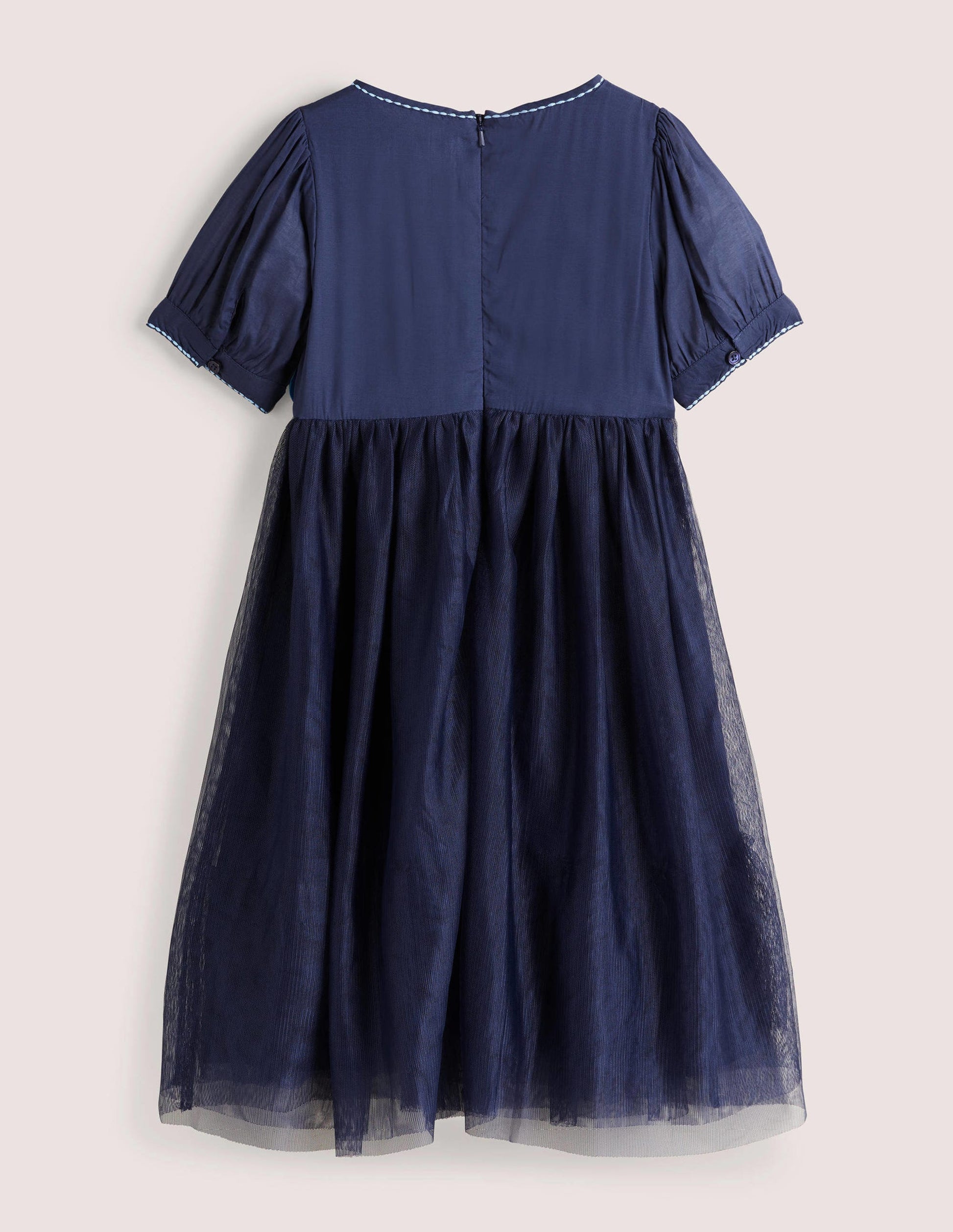 Kleid mit Blumenapplikation-Schuluniform-Navy-2