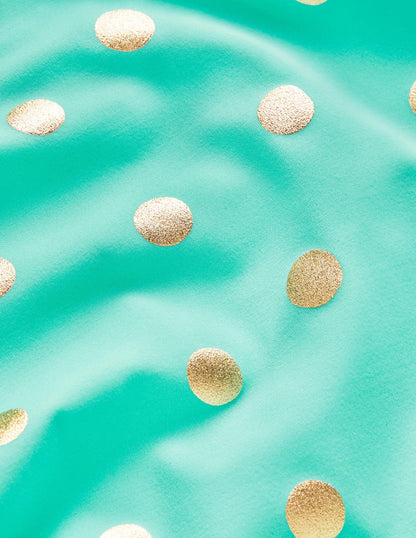 Maillot de bain imprimé croisé dans le dos-Pois dorés métallisés vert clair-3