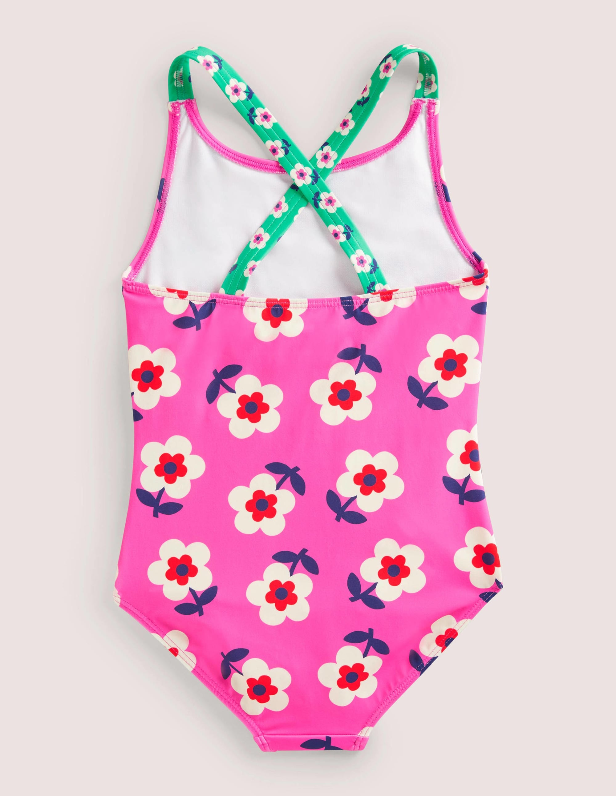 Maillot de bain imprimé croisé dans le dos-Pâquerette rose angélique - Image 2