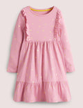 Frill Tiered Jersey Dress-Formica Pink/Gold Spot