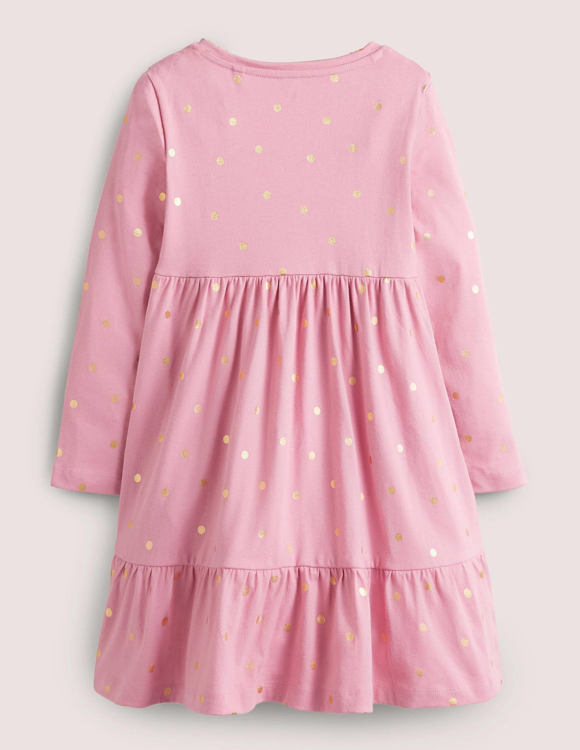 Frill Tiered Jersey Dress-Formica Pink/Gold Spot-2