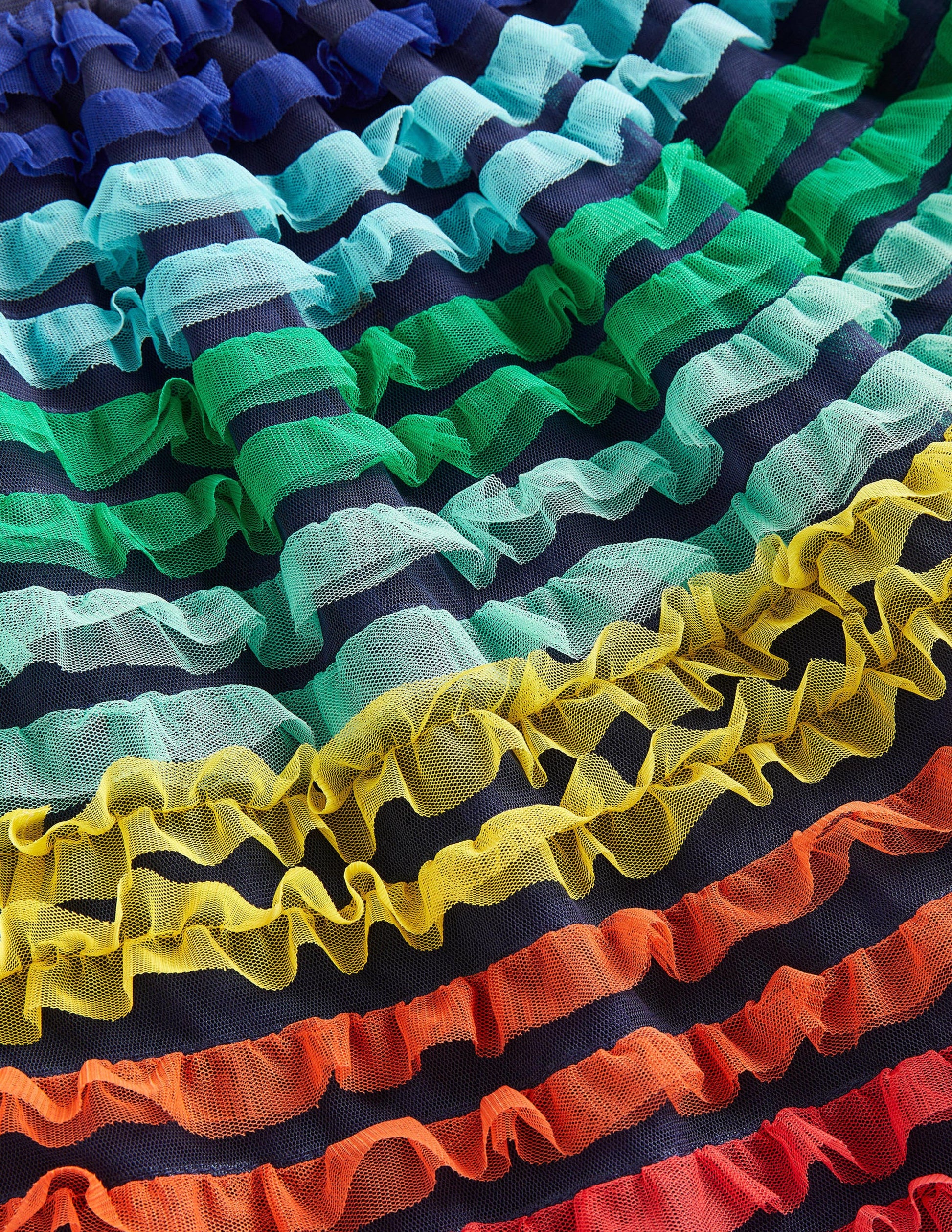 Rainbow Tiered Tulle Party Dress-Segelblau, Regenbogenrüschen-3