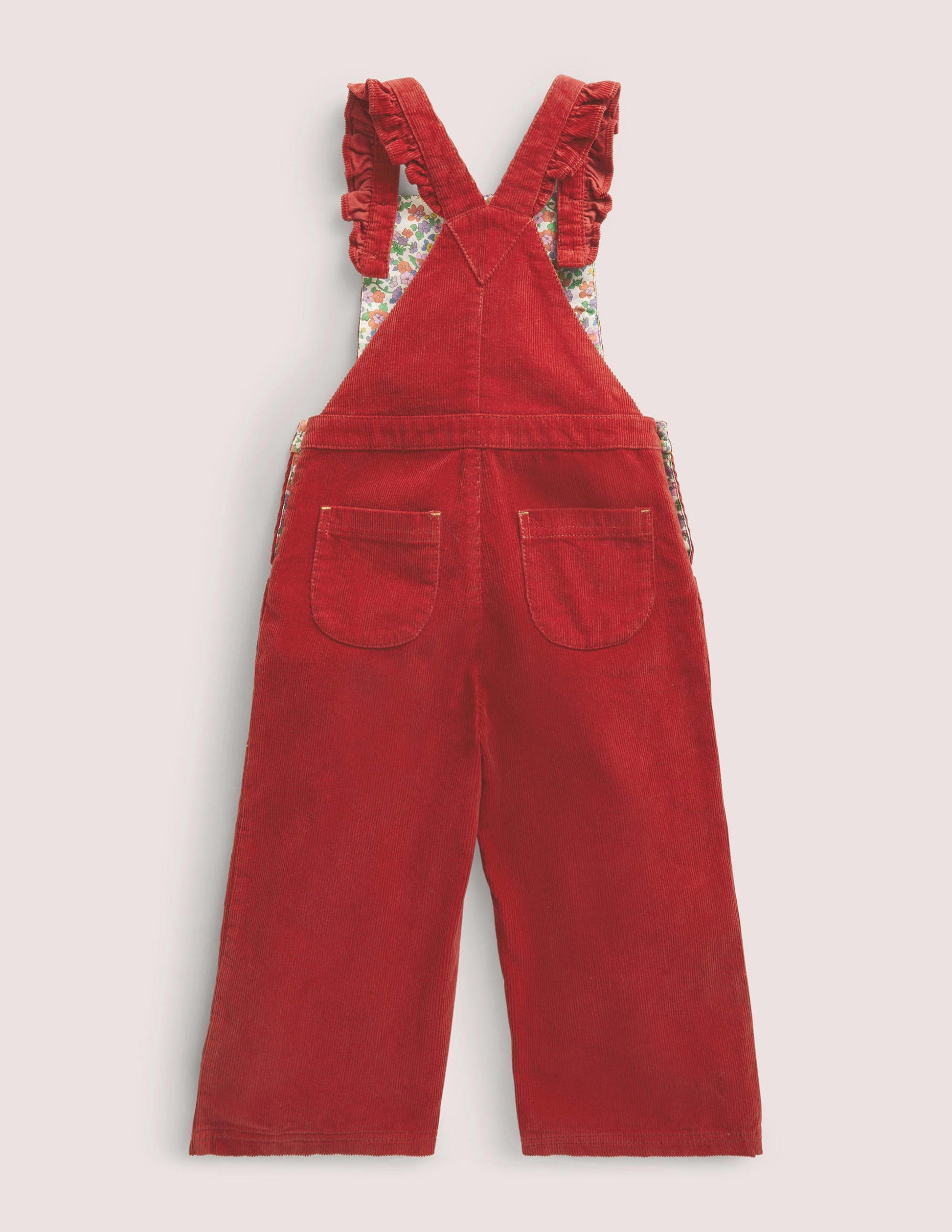 Embroidered Cord Dungarees-Russet Red Embroidery-2