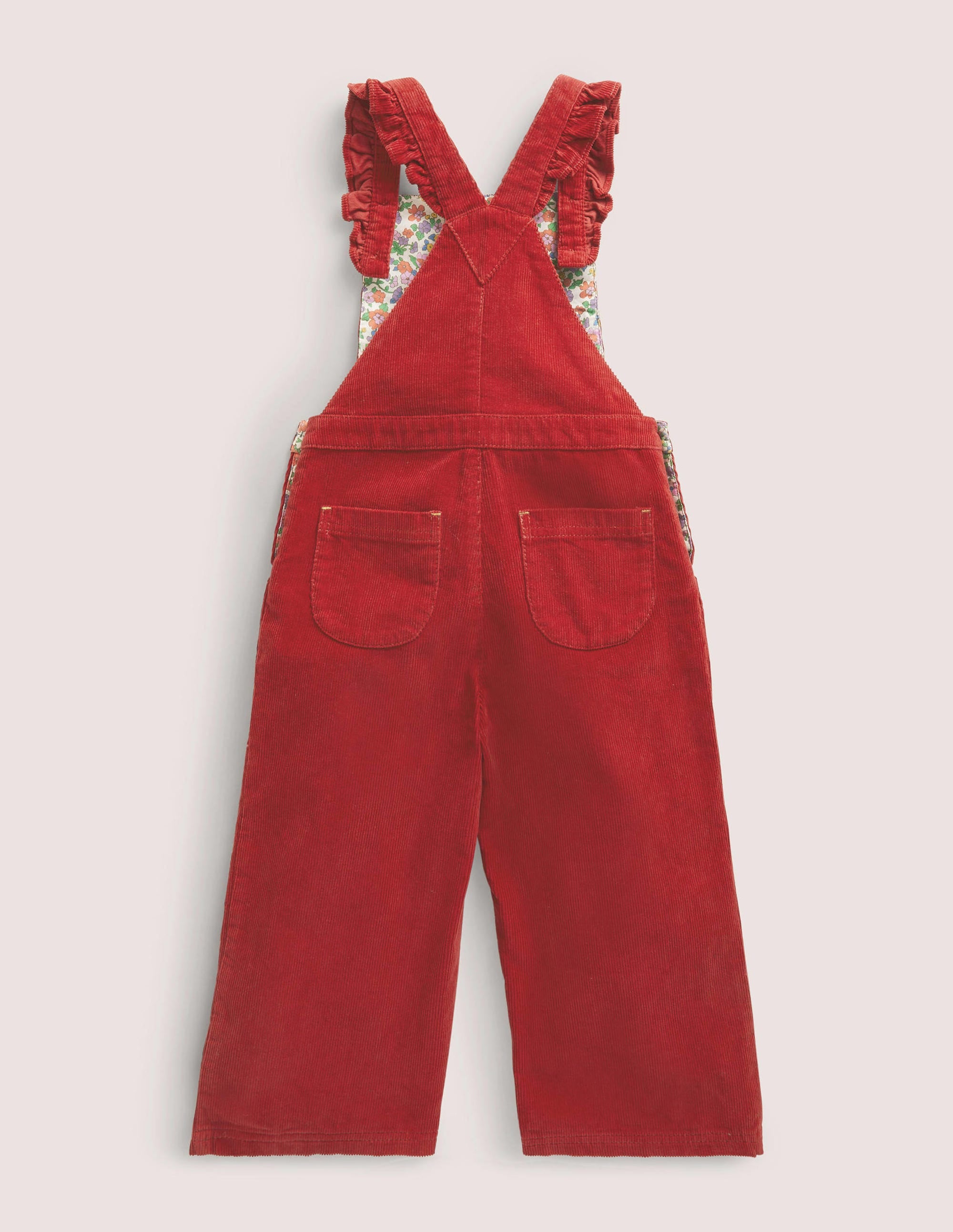 Embroidered Cord Dungarees-Russet Red Embroidery - Image 2
