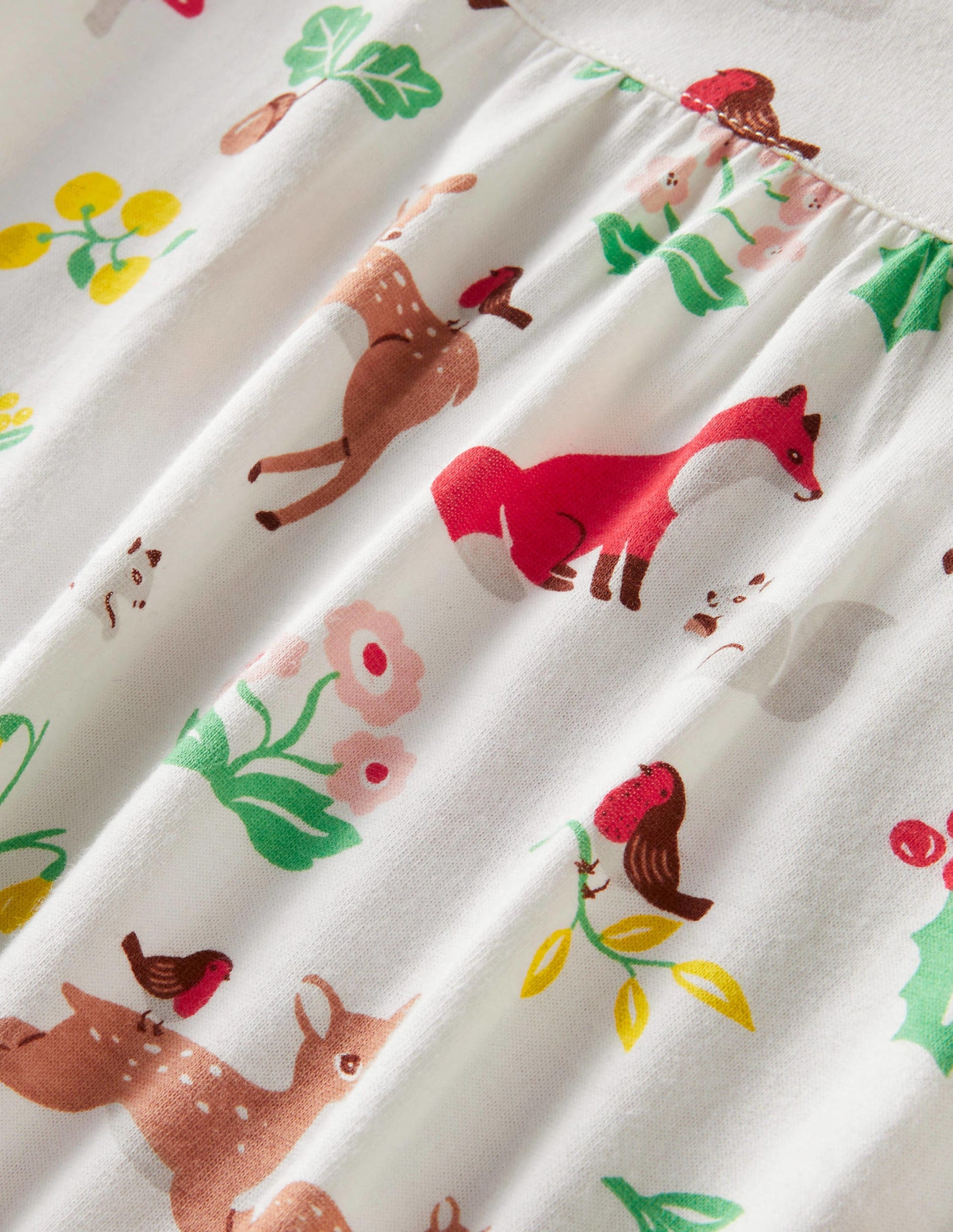 Printed Long-sleeved Nightie-Ivory Woodland Christmas-3