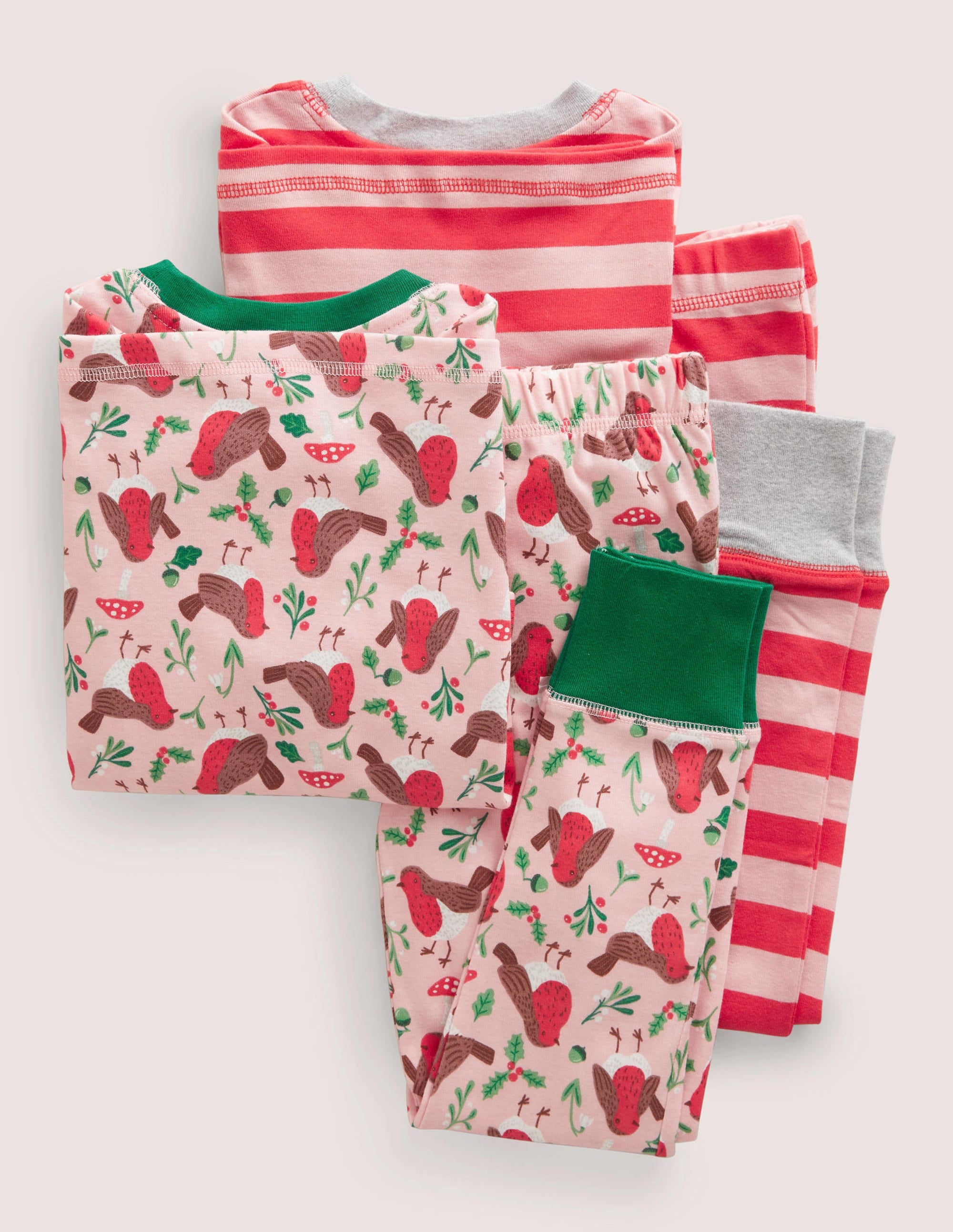 2 bas de pyjamas longs-Rouges-gorges rose boto - Image 2