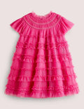 Pink Tulle Tiered Party Dress-Rose doux