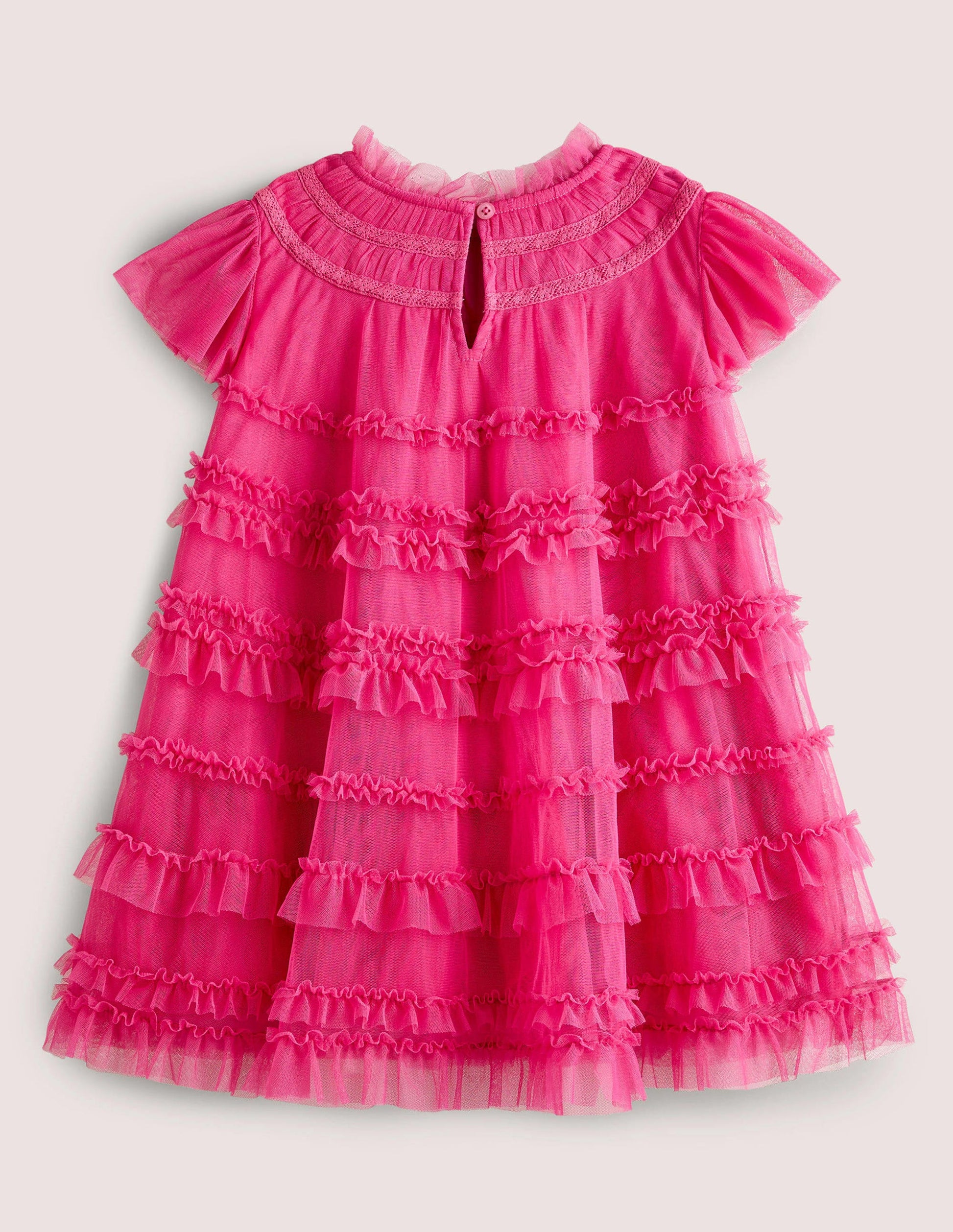 Pink Tulle Tiered Party Dress-Rose doux-2