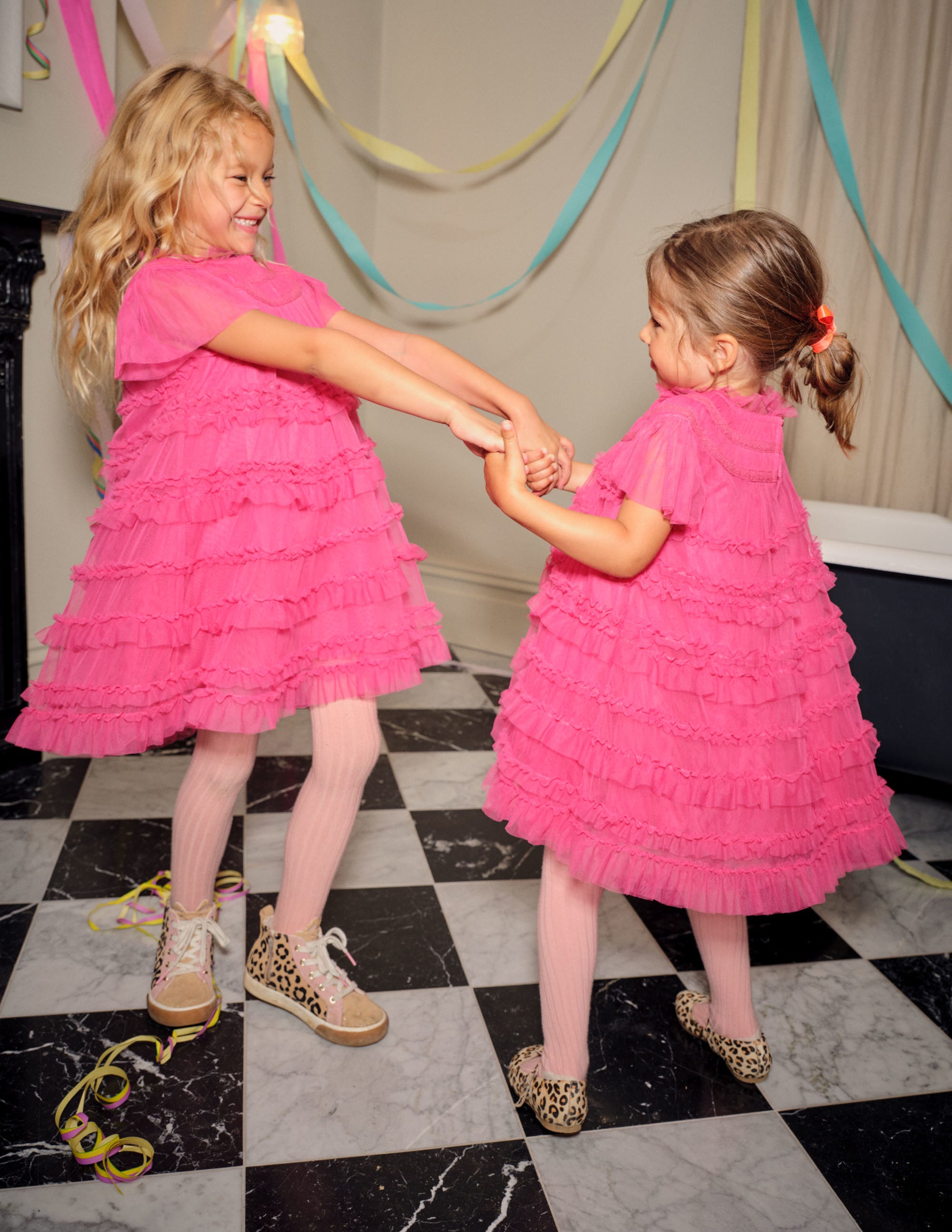 Pink Tulle Tiered Party Dress-Rose doux - Image 5