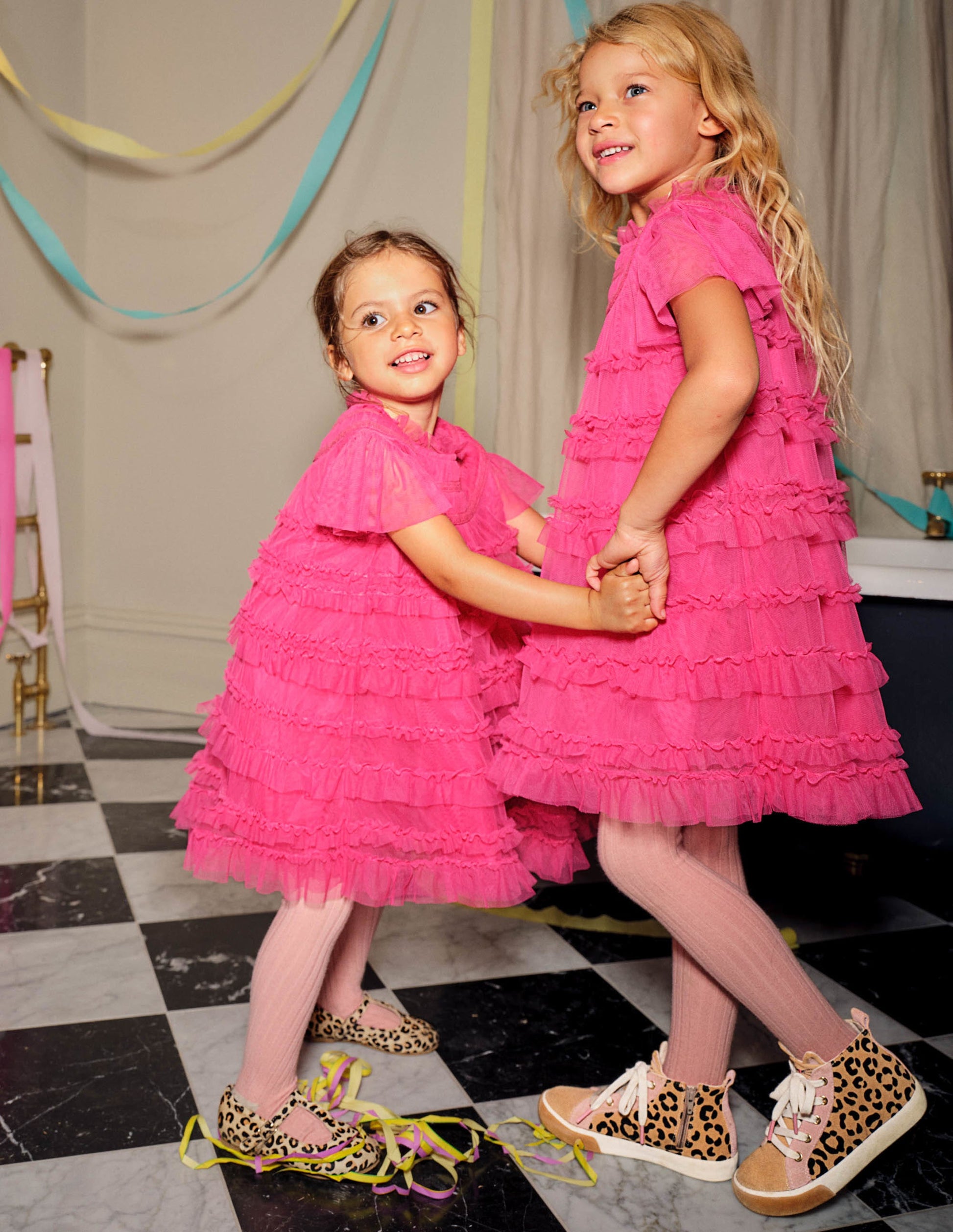 Pink Tulle Tiered Party Dress-Rose doux-6
